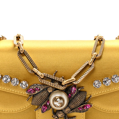 Gucci Satin Crystal Mini Bee Broadway Shoulder Bag Gold 8 of 11