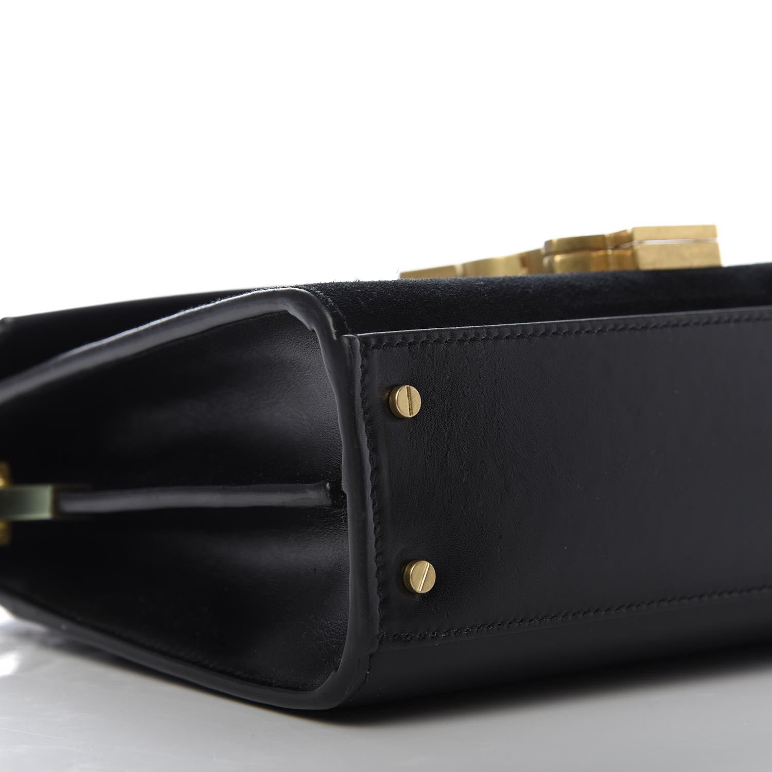 Saint Laurent Suede Leopard Print Mini Classic Monogram Cassandra Top Handle Manto Naturale Black 6 of 8
