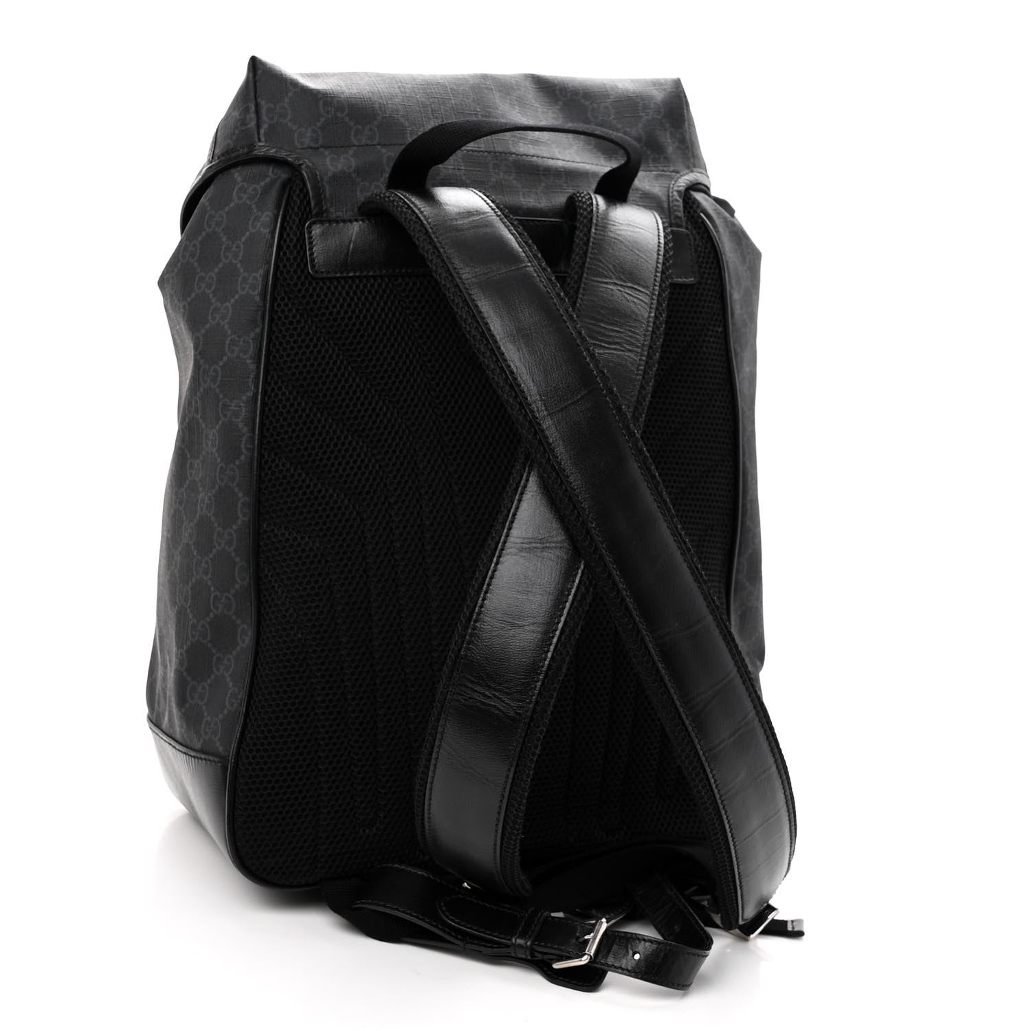 Gucci GG Supreme Monogram Azalea Calfskin Medium Retro Interlocking G Backpack Black 3 of 9