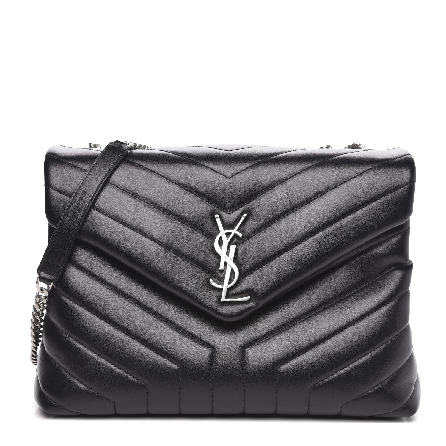 Saint Laurent Calfskin Y Quilted Monogram Medium Loulou Chain Satchel Black 1 of 10