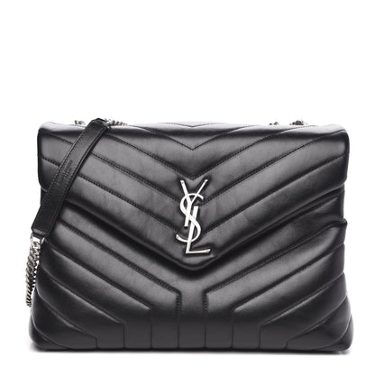 Saint Laurent Calfskin Y Quilted Monogram Medium Loulou Chain Satchel Black 1 of 10