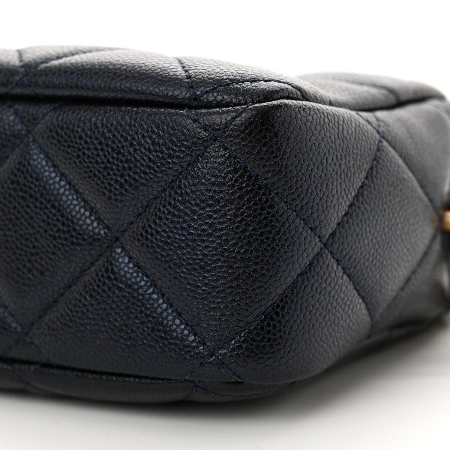 Chanel Shiny Caviar Quilted Chain Melody Camera Bag Dark Blue 10 of 11