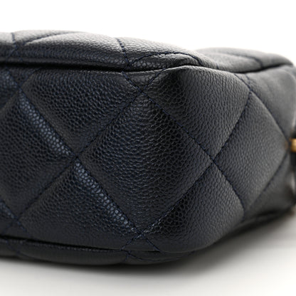 Chanel Shiny Caviar Quilted Chain Melody Camera Bag Dark Blue 10 of 11
