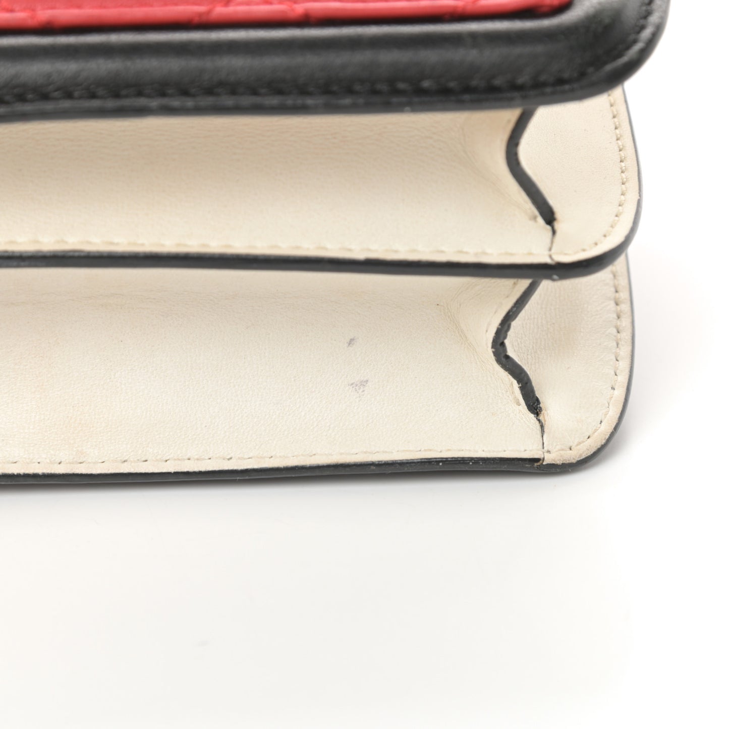 Lambskin Quilted Mini Graphic Flap Bag Red Black White