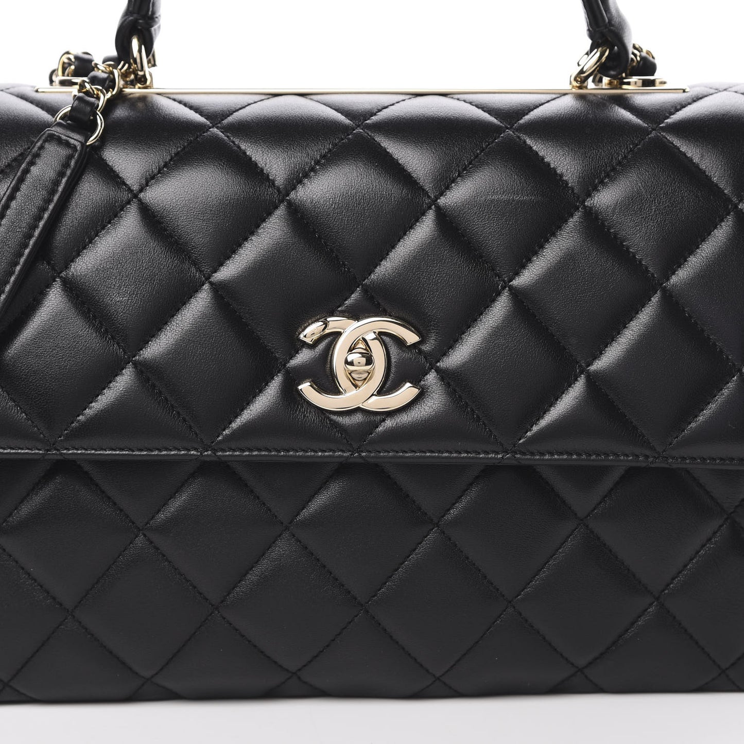 Lambskin Quilted Medium Trendy CC Flap Dual Handle Bag Black
