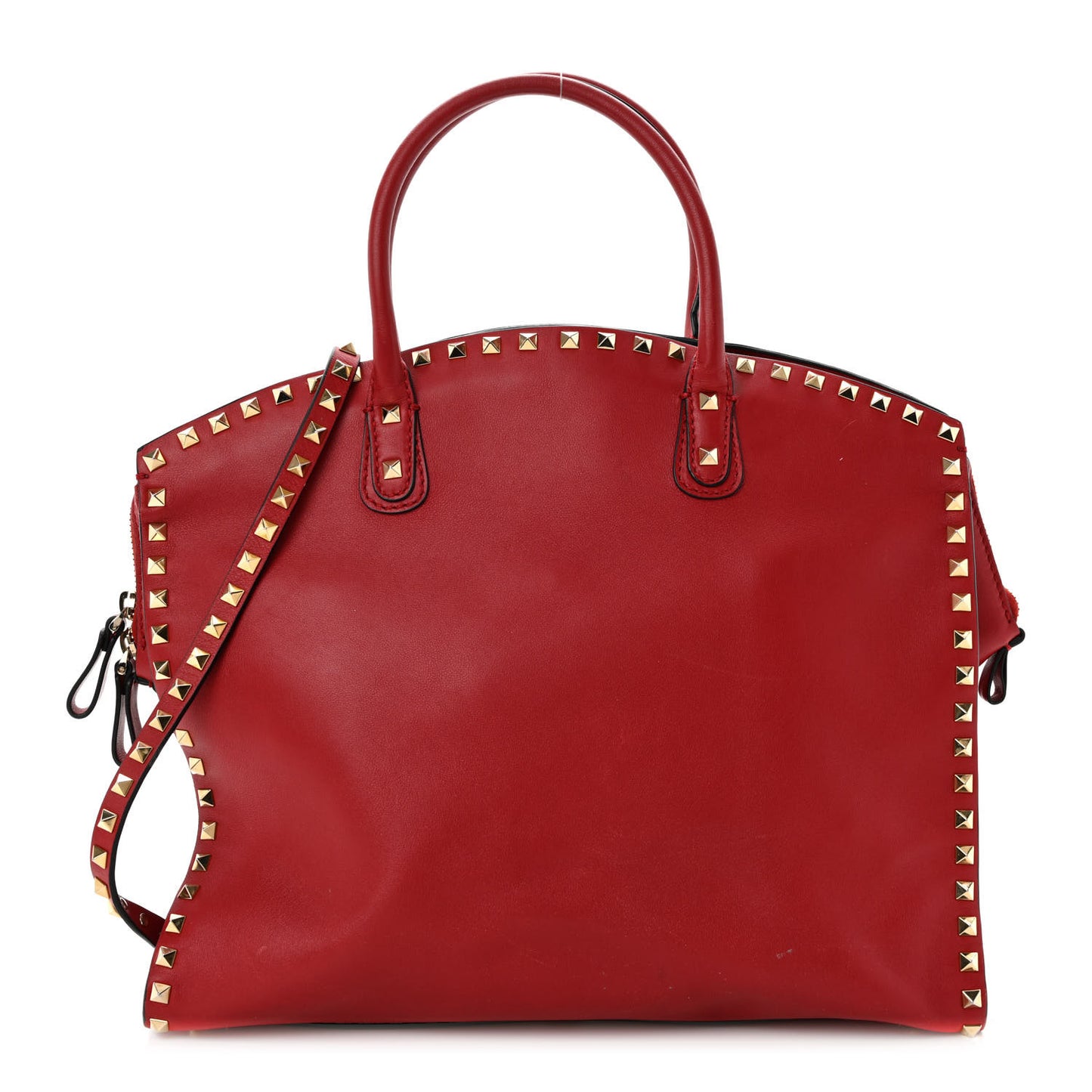 Vitello Rockstud Dome Shopper Rosso Valentino