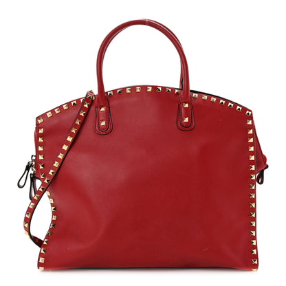 Valentino Garavani Vitello Rockstud Dome Shopper Rosso Valentino 1 of 10
