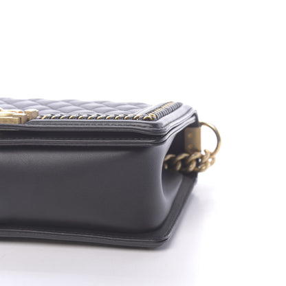 Chanel Calfskin Quilted Medium Boy Top Handle Flap Black 9 of 11