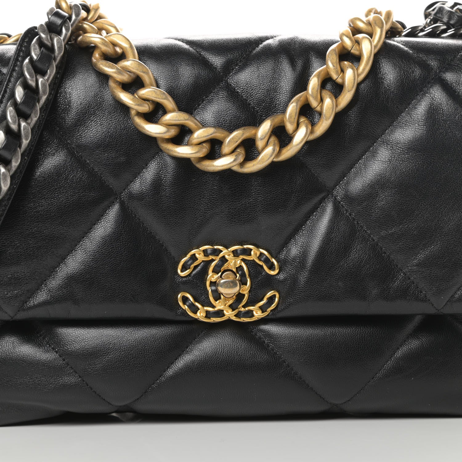 Chanel Goatskin Quilted Large 19 Flap Black 8 of 12