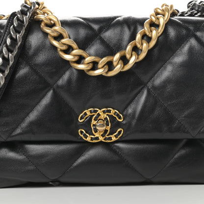 Chanel Goatskin Quilted Large 19 Flap Black 8 of 12