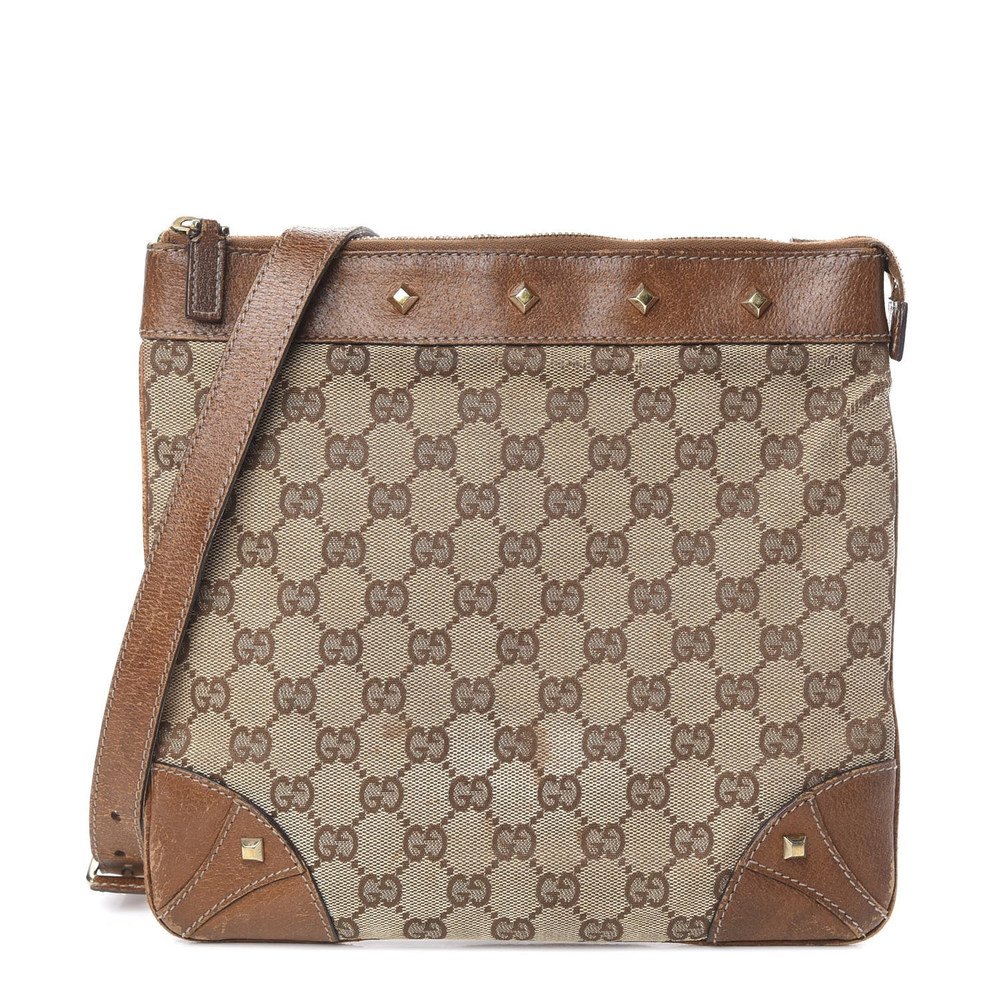 Monogram Studded Messenger Brown