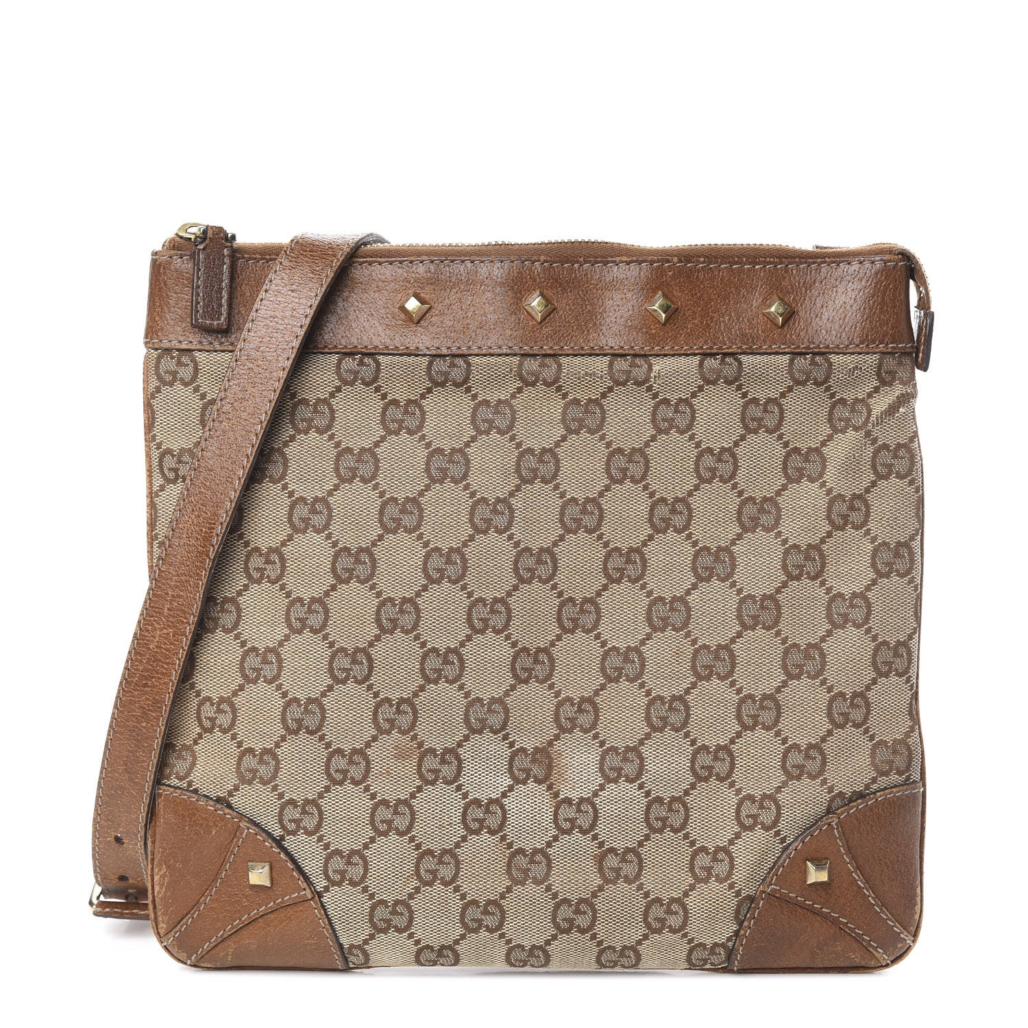 Gucci Monogram Studded Messenger Brown 1 of 19