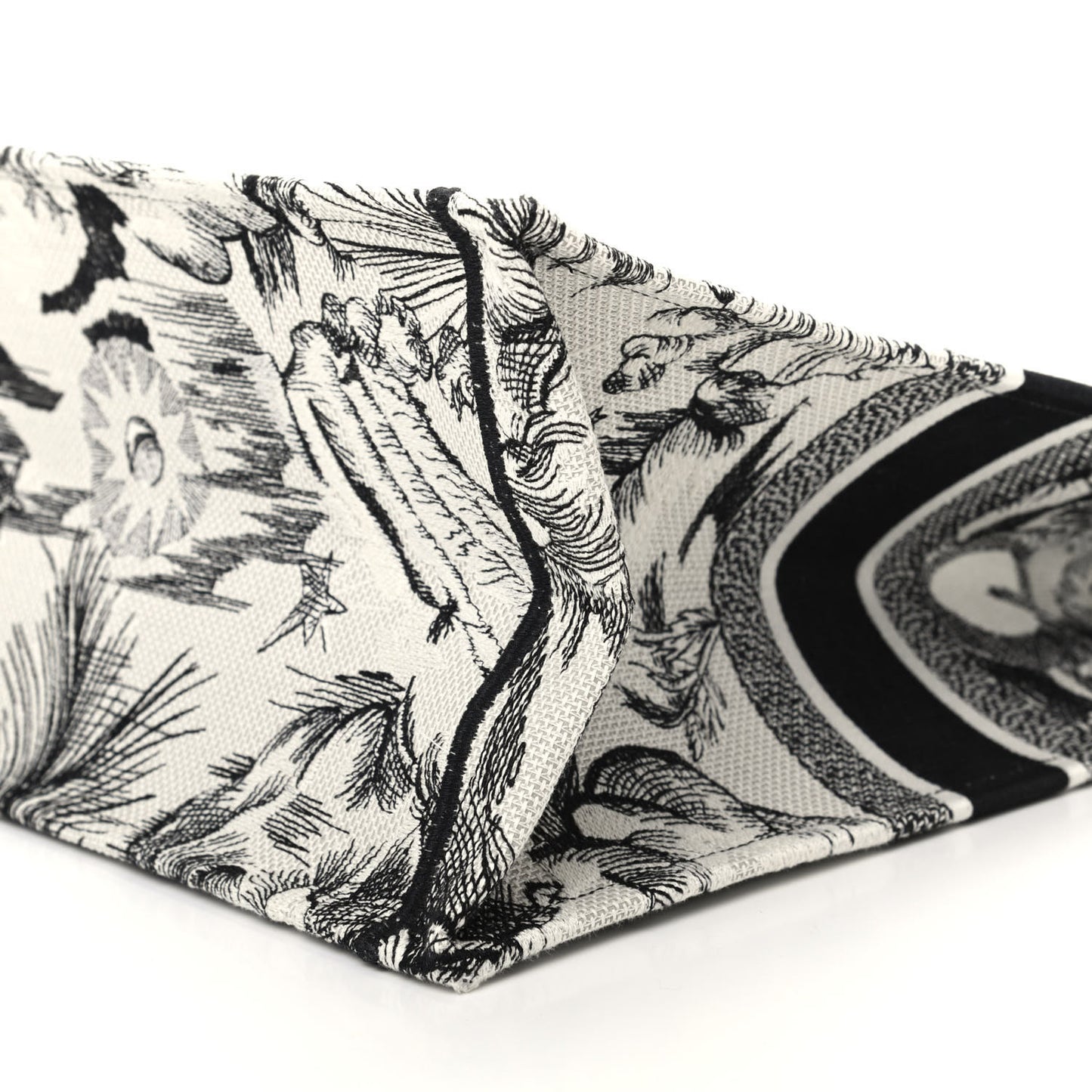 Canvas Embroidered Toile De Jouy Book Tote White Black