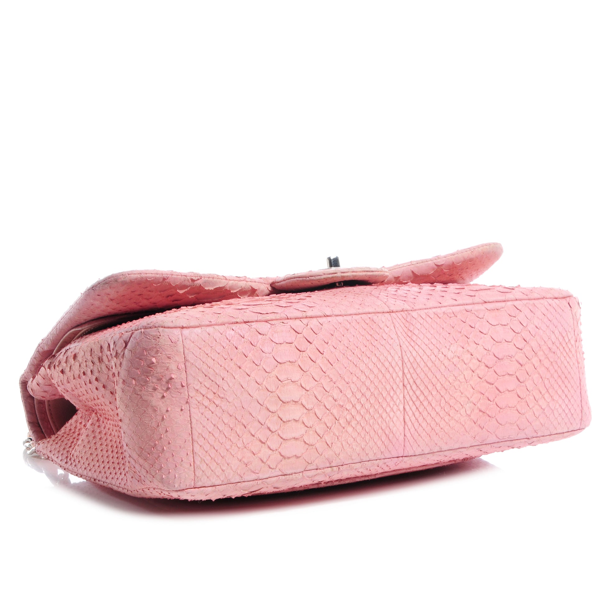 Chanel Matte Python Jumbo Double Flap Pink 4 of 8