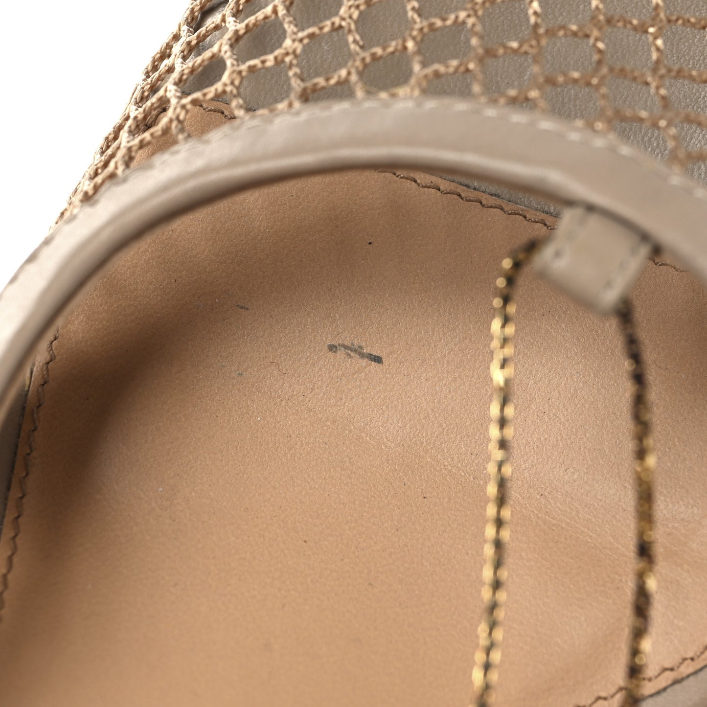 Mesh Nappa Chain Sandals 40 Beige Pony