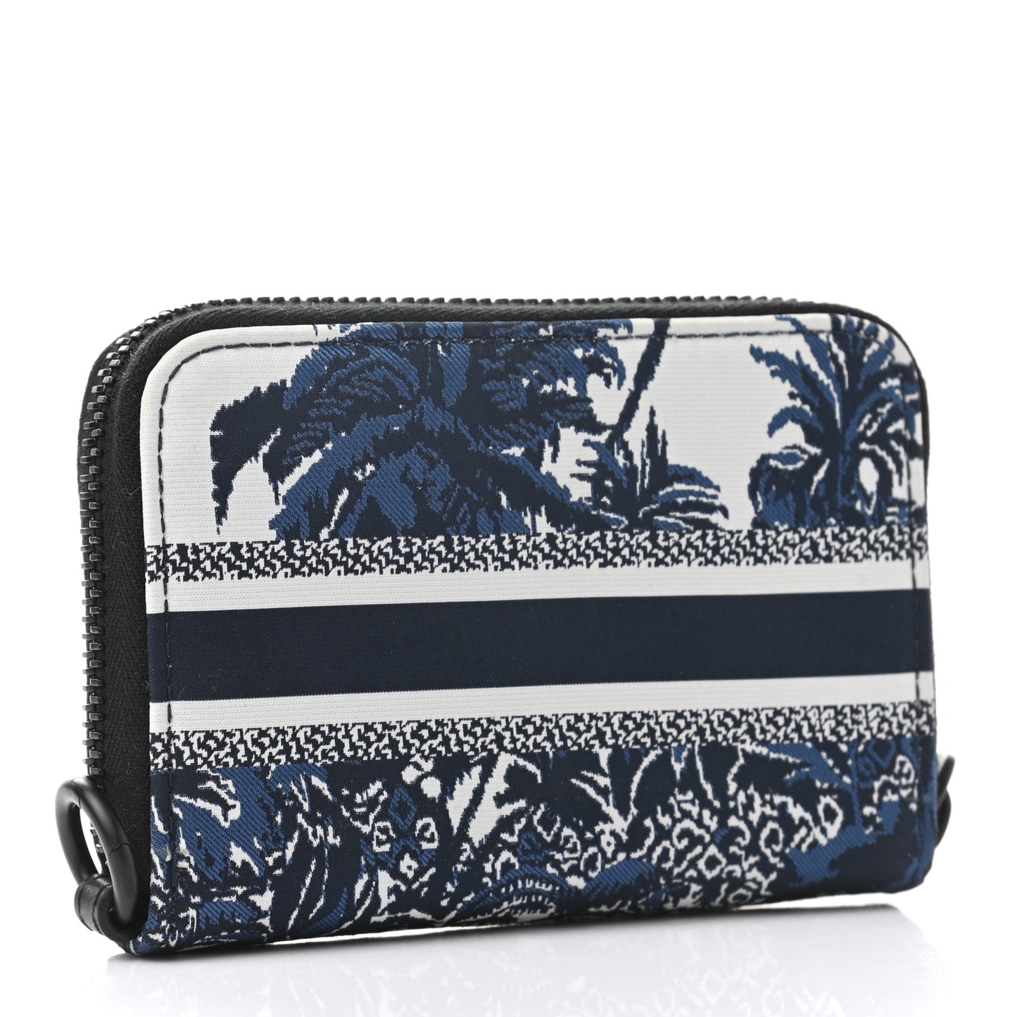 Technical Fabric Embroidered Palm Tree Toile De Jouy DiorTravel Detachable Card Holder Blue