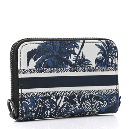 Christian Dior Technical Fabric Embroidered Palm Tree Toile De Jouy DiorTravel Detachable Card Holder Blue 3 of 6