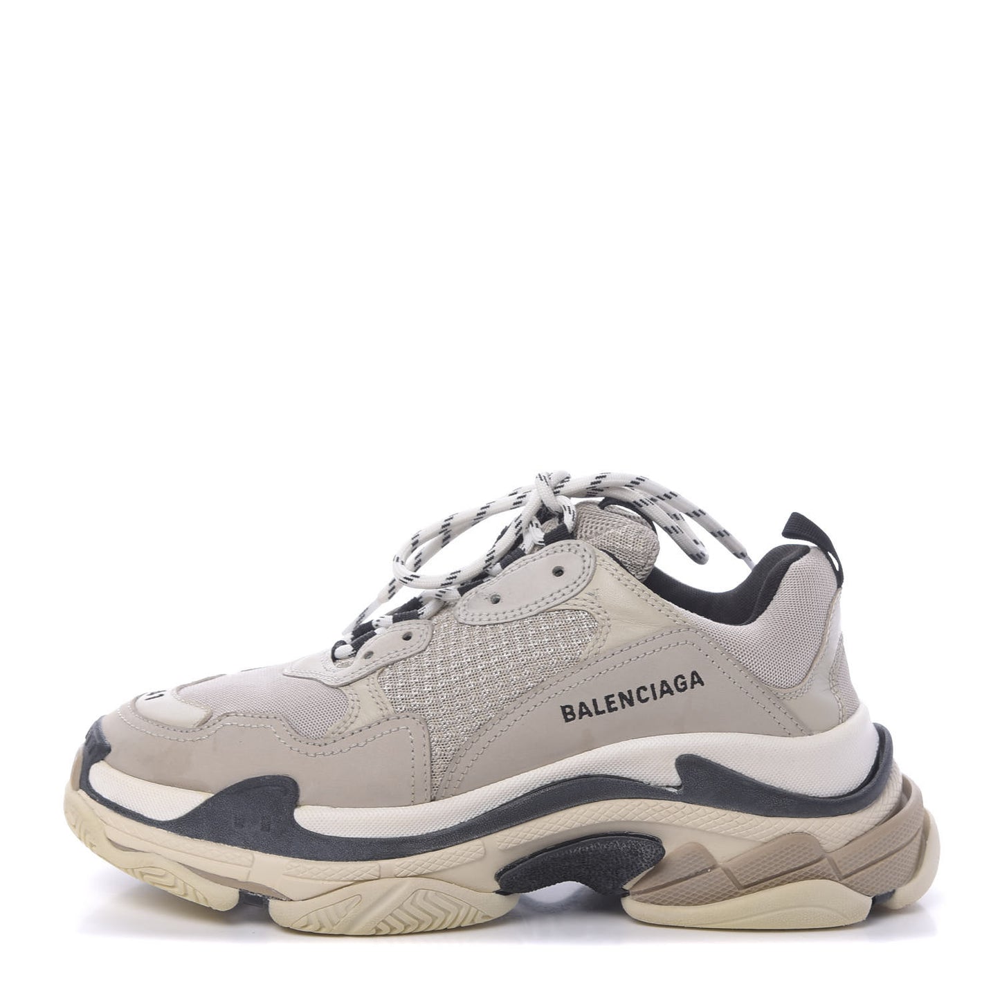 Fabric Mesh Womens Triple S Sneakers 41 Beige Black