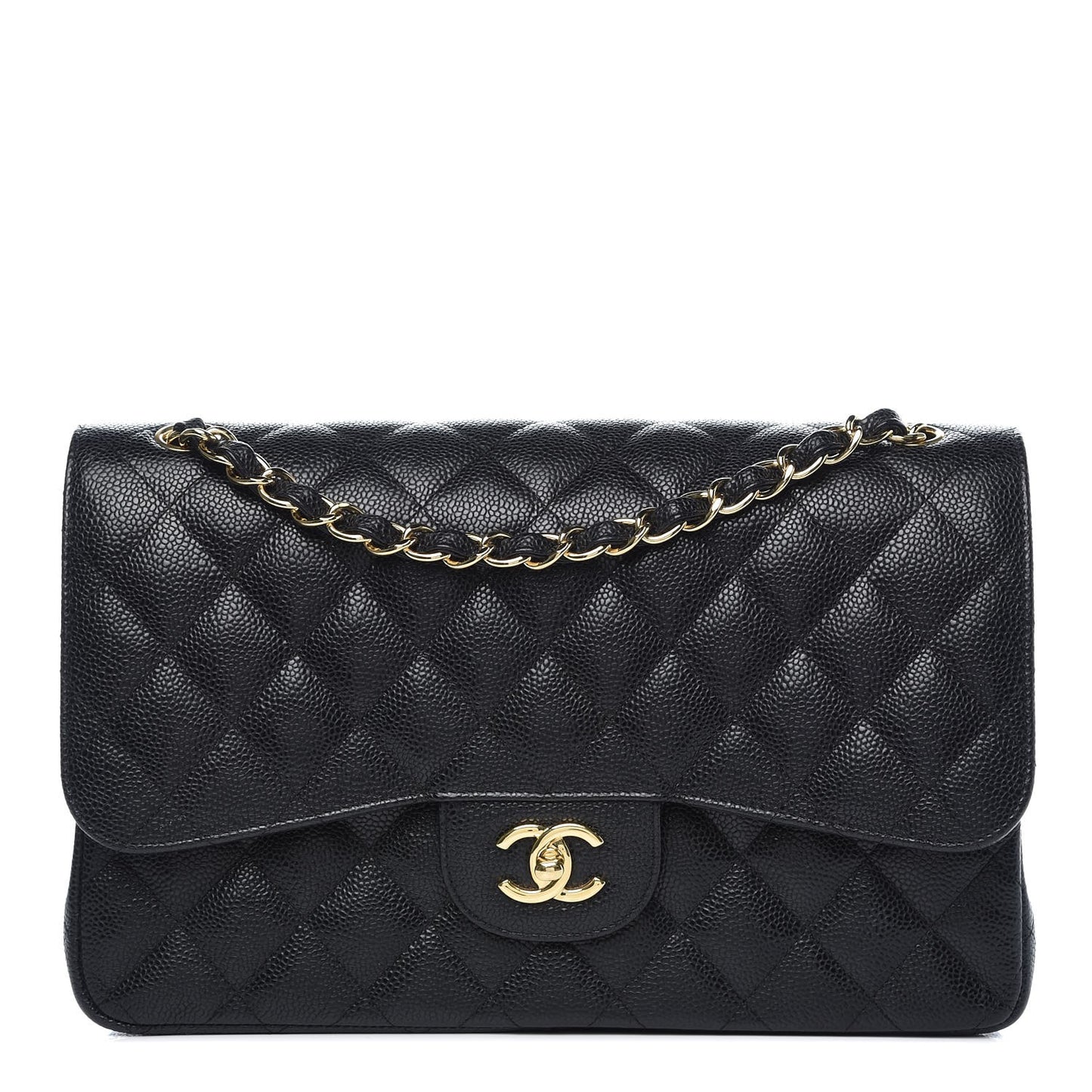 Caviar Quilted Jumbo Double Flap Black