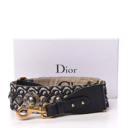 Christian Dior Oblique Studded Shoulder Strap Blue 7 of 7