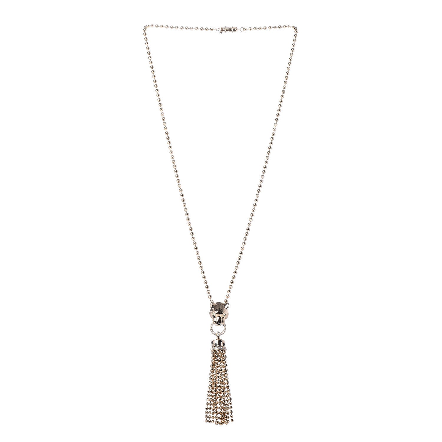 Cartier 18K Yellow Gold Diamond Tsavorite Onyx Black Lacquer Panthère De Necklace 3 of 8