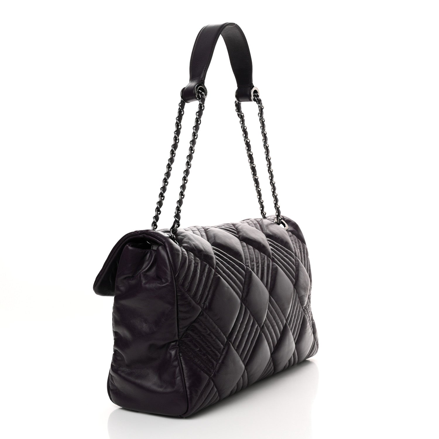 Chanel Lambskin In And Out XL Maxi Flap Dark Purple 3 of 11