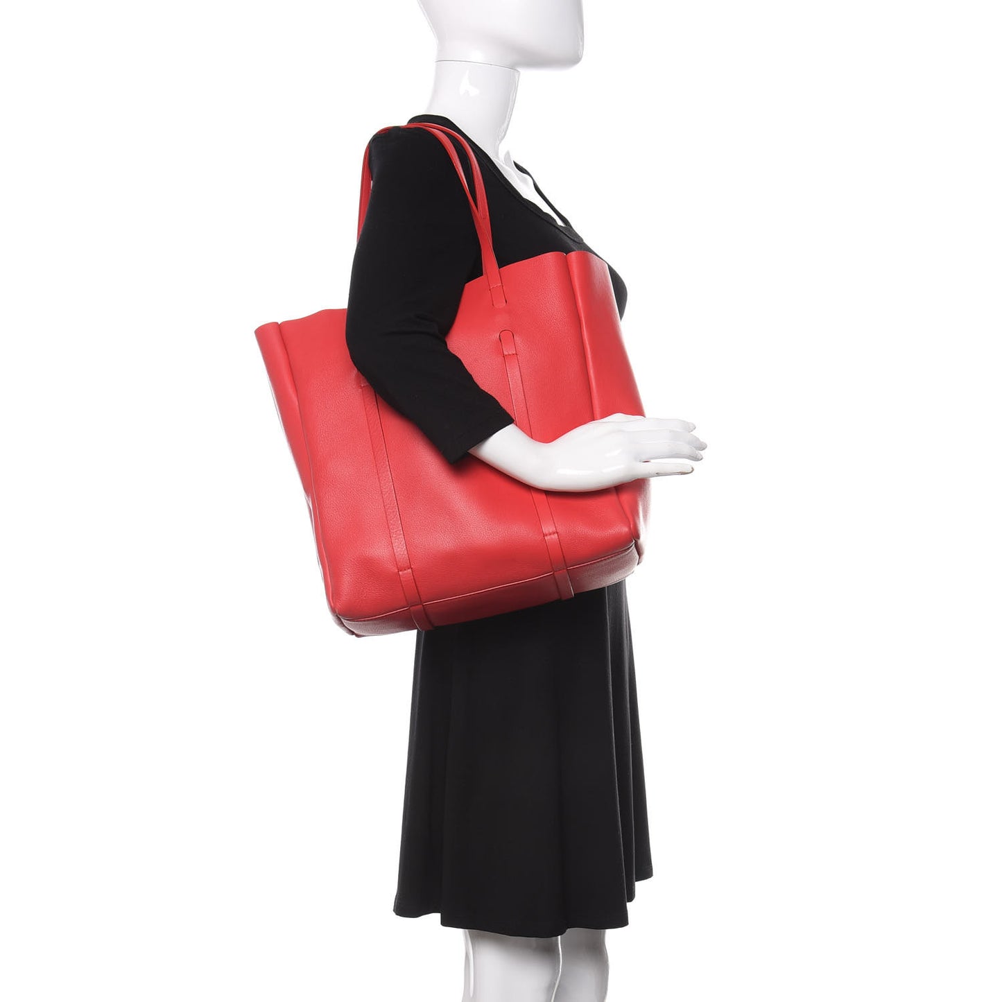 Veau Baltimore Double Sided Small Everyday Tote Rouge Vermeil Black