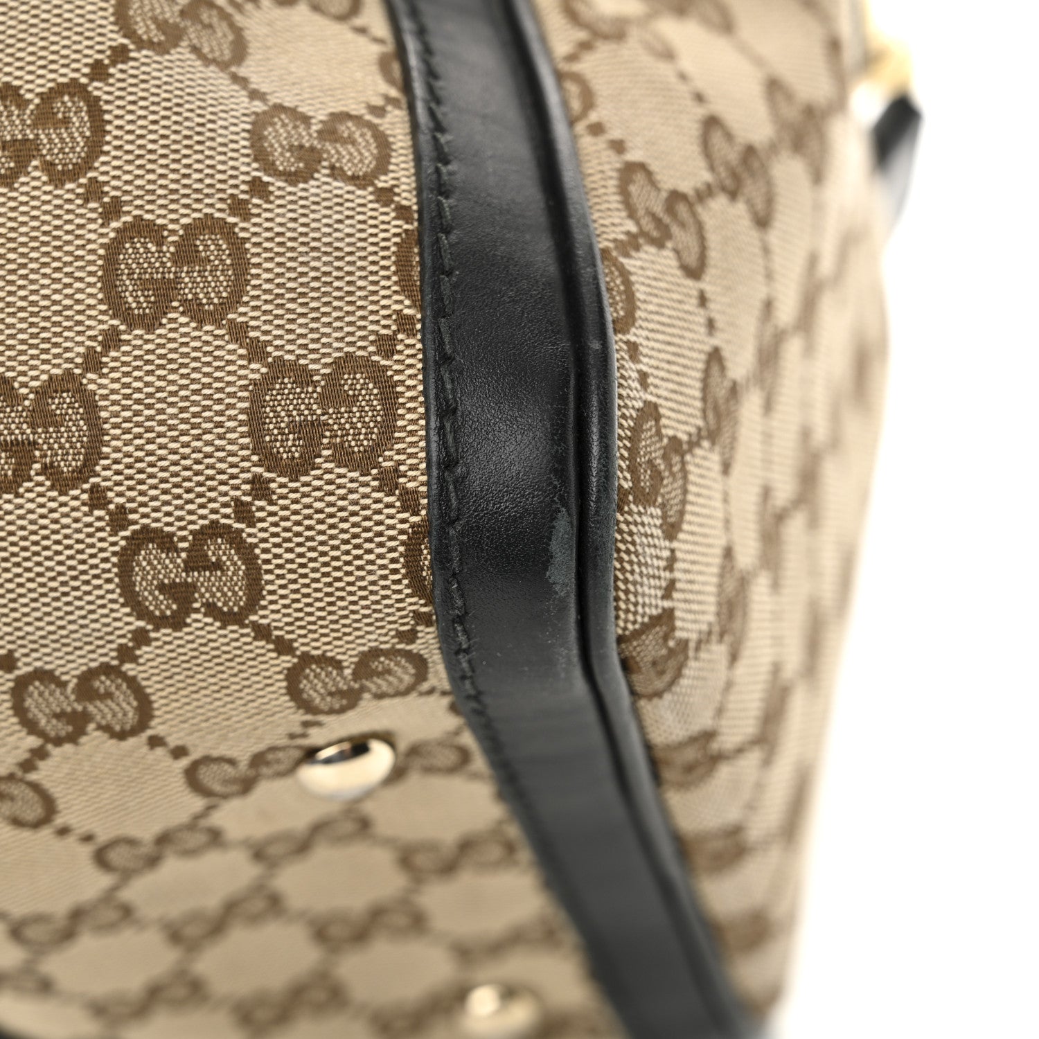 Gucci Monogram Selleria Calfskin Vintage Web Medium Boston Beige Ebony Cocoa 11 of 13