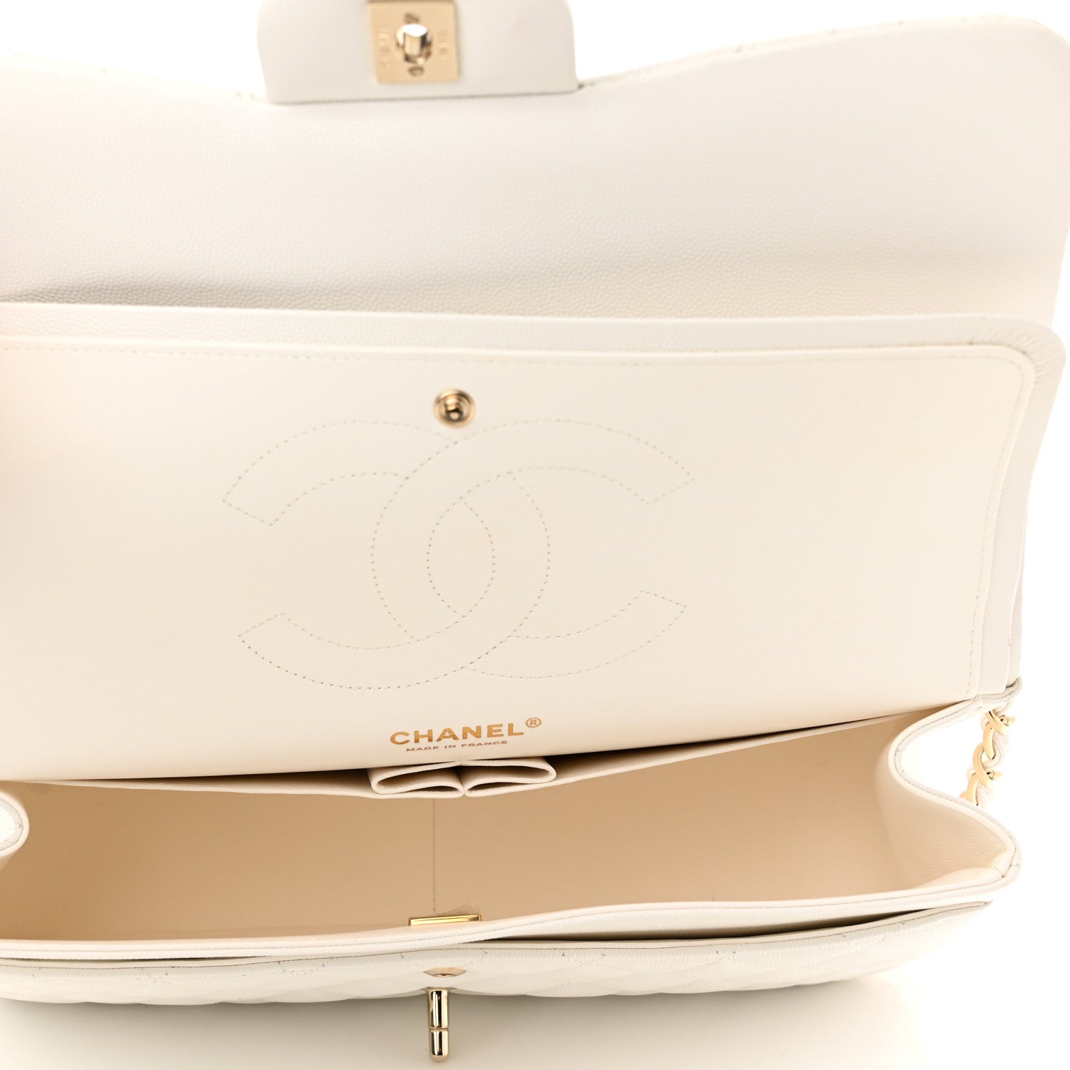 Chanel Caviar Quilted Jumbo Double Flap White 5 of 11