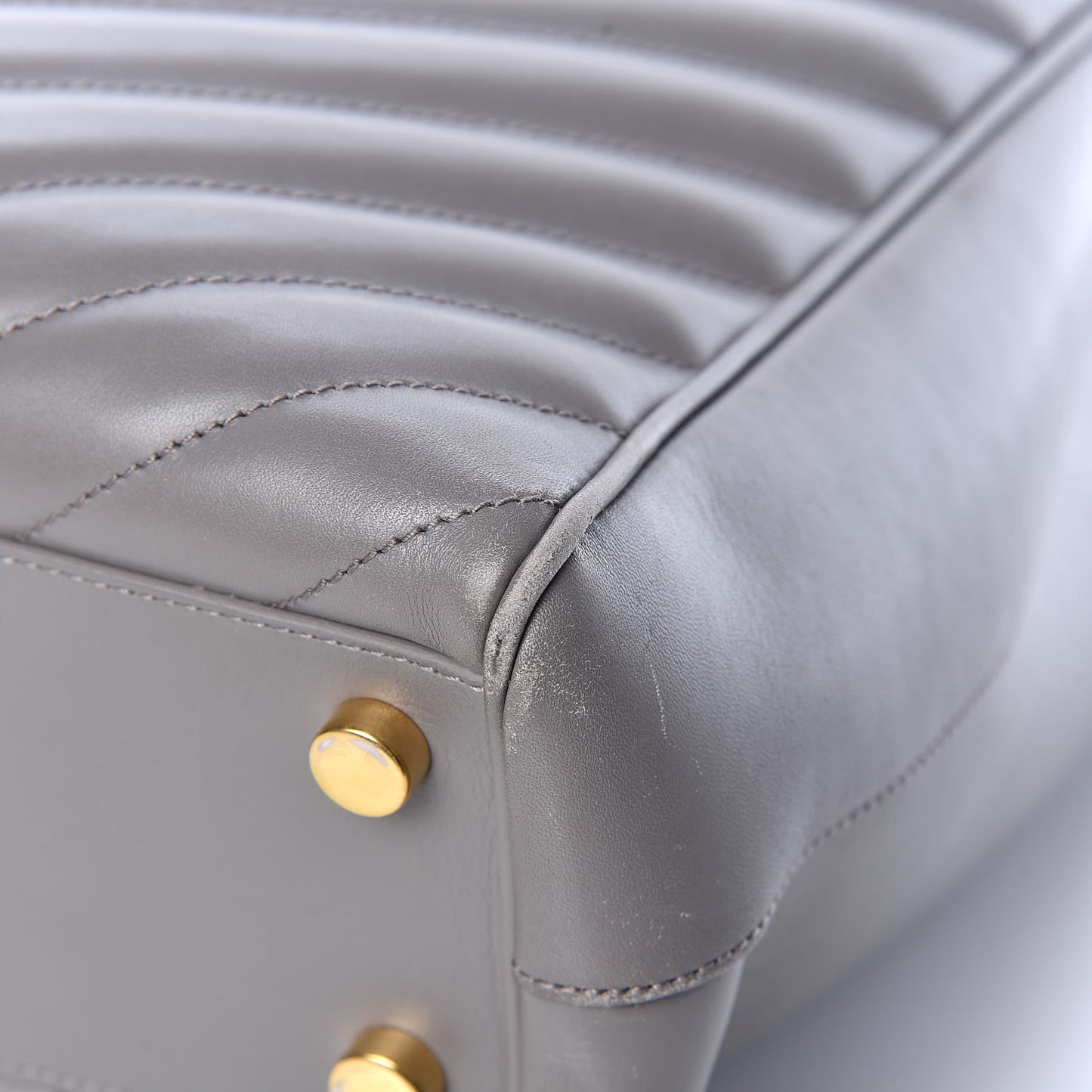 Smooth Calfskin Matelasse Chevron Monogram Shopping Bag Grey