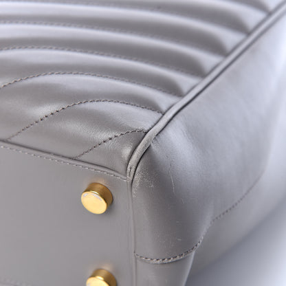 Saint Laurent Smooth Calfskin Matelasse Chevron Monogram Shopping Bag Grey 21 of 23