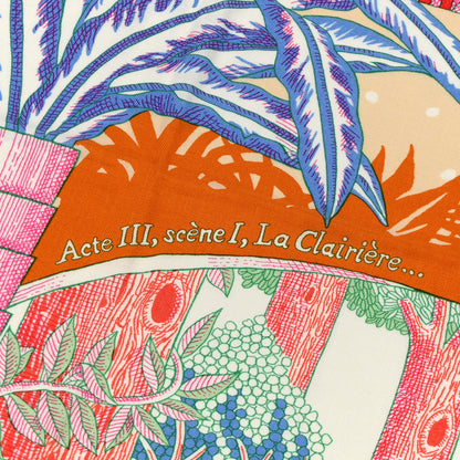 Hermes Cashmere Silk Acte III Scene I La Clairiere Shawl 140 White Rose Corail 3 of 4