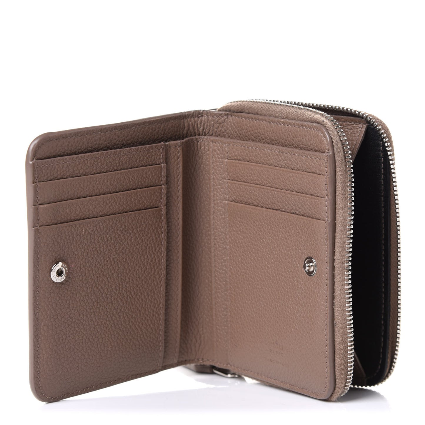 Grained Calfskin Rive Gauche Compact Zip Around Wallet Taupe