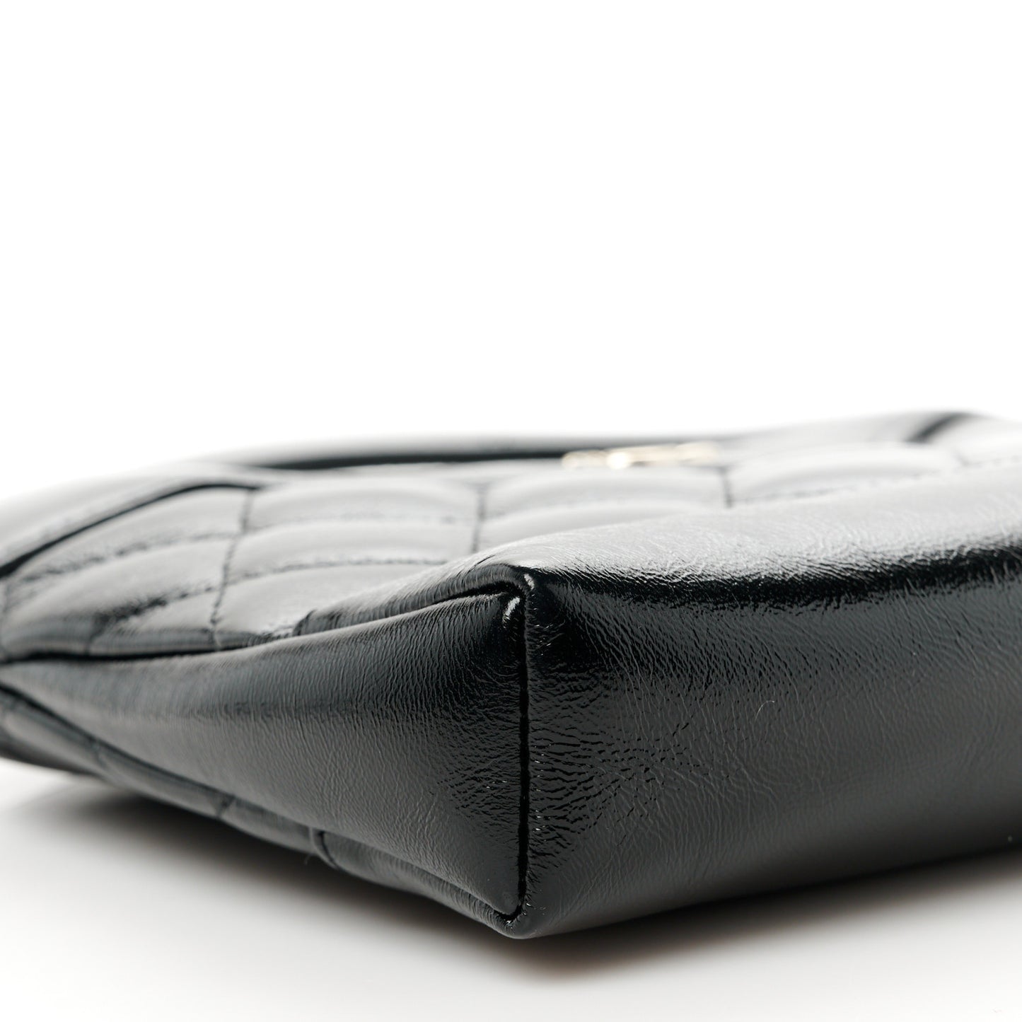 Shiny Crumpled Calfskin Quilted Nano 31 Shopping Bag Black