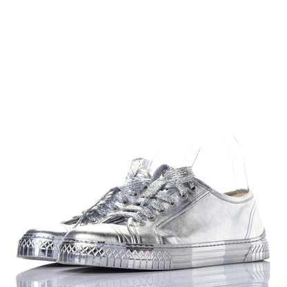 Chanel Laminated Lambskin Sneakers 39.5 Silver 3 of 10