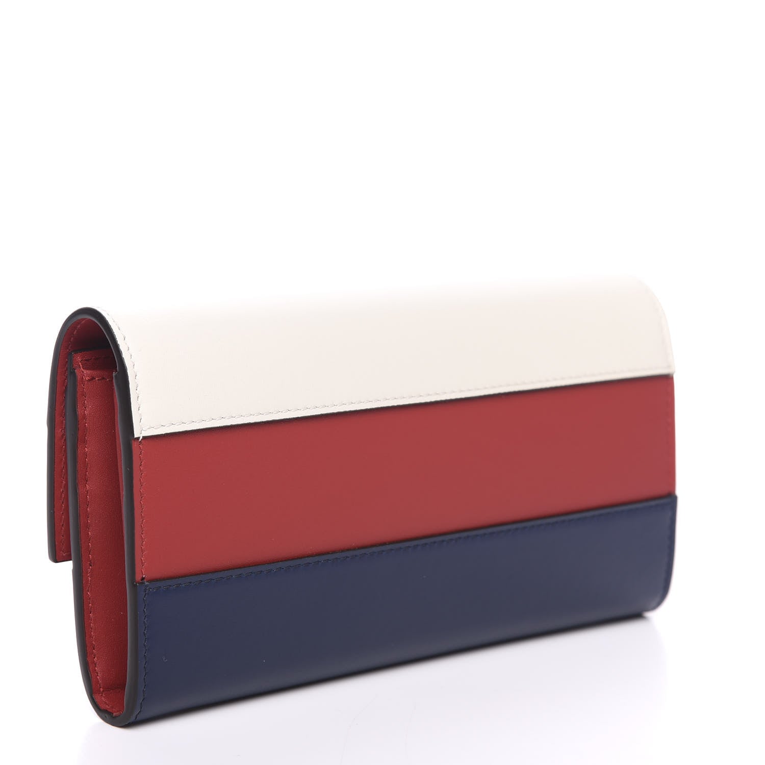 Gucci Calfskin Queen Margaret Flap Wallet Blue Agata Hibiscus Red Mystic White 2 of 7