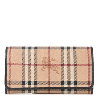 Burberry Haymarket Check Continental Wallet Chocolate 1 of 11