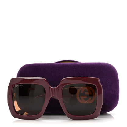Gucci Acetate Rectangular Frame Chain Sunglasses GG1022S Burgundy 7 of 7