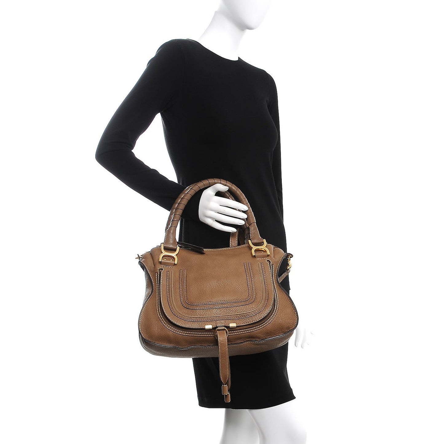 Calfskin Braided Medium Marcie Satchel Nut