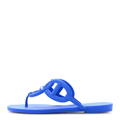 Hermes Rubber Womens Egerie Sandals 37 Bleu Outremer 1 of 10
