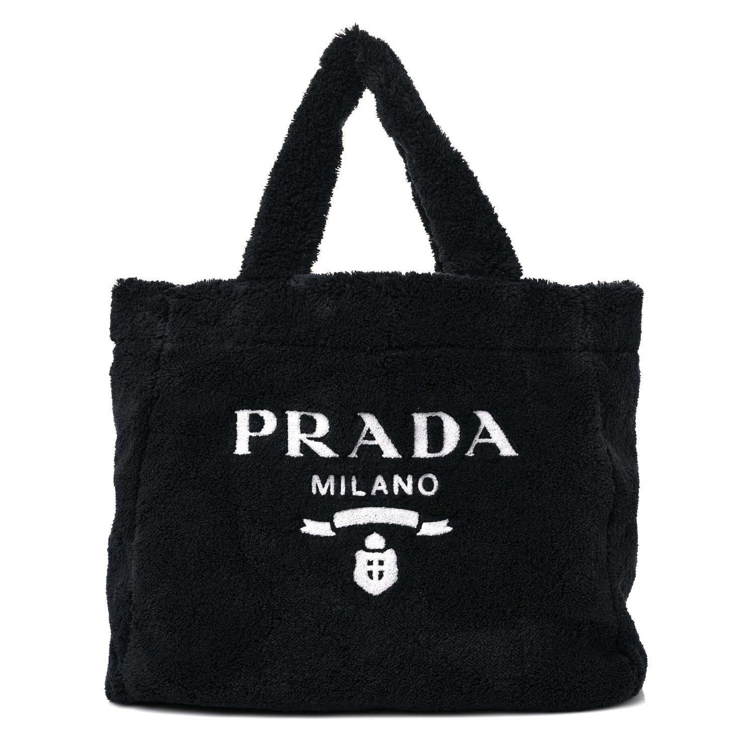 Prada Terry Cloth Tote Bag Black White 1 of 8