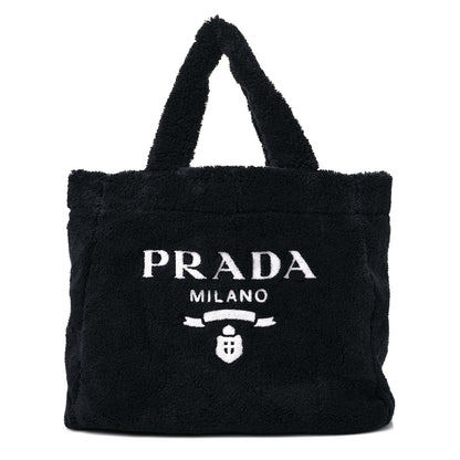 Prada Terry Cloth Tote Bag Black White 1 of 8