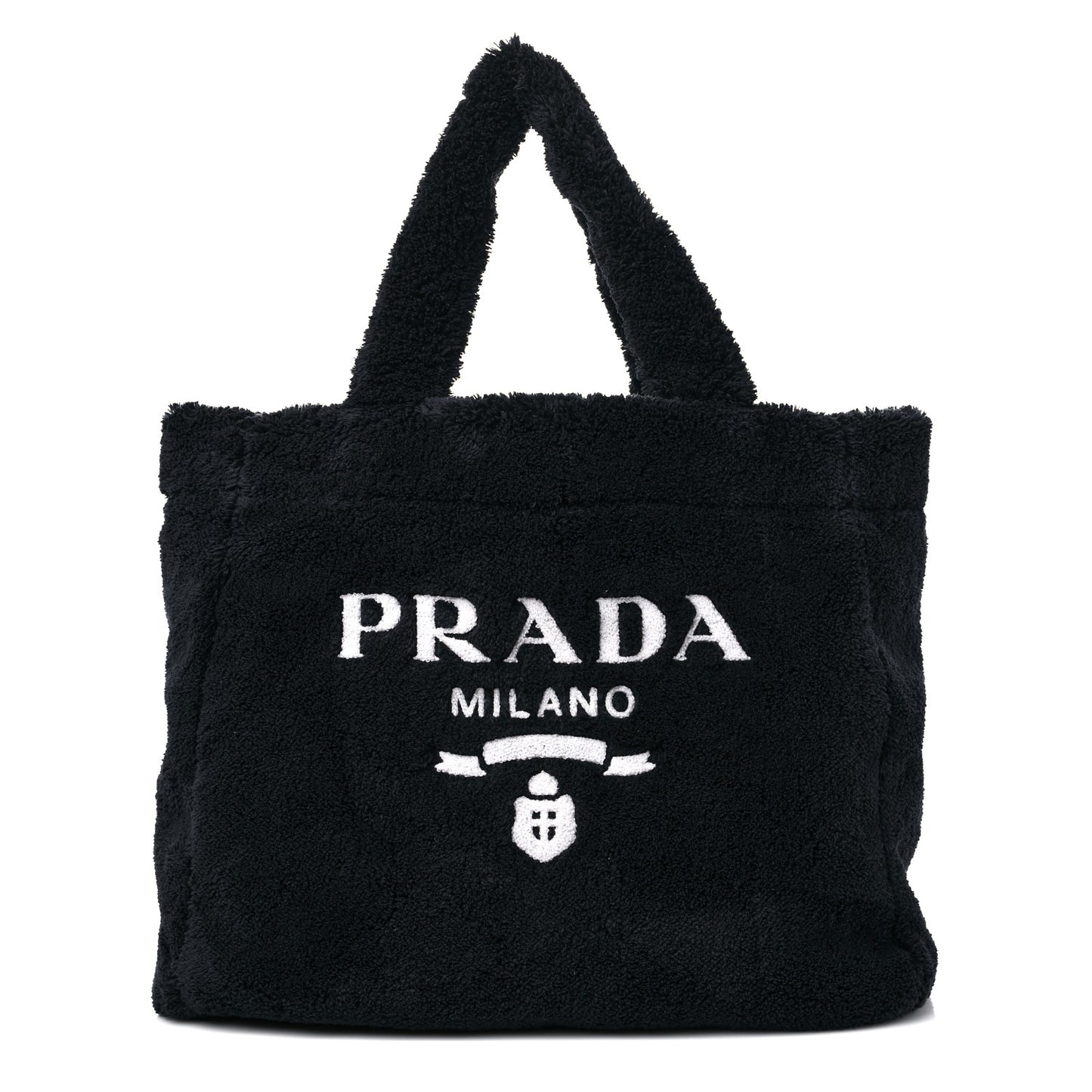 Terry Cloth Tote Bag Black White