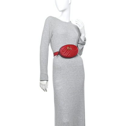Gucci Calfskin Matelasse GG Marmont Belt Bag 85 34 Hibiscus Red 2 of 12
