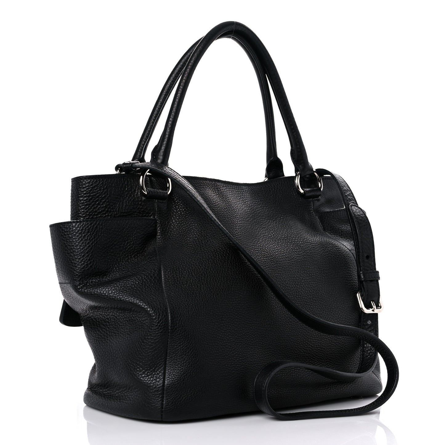 Vitello Daino Side Pocket Tote Black
