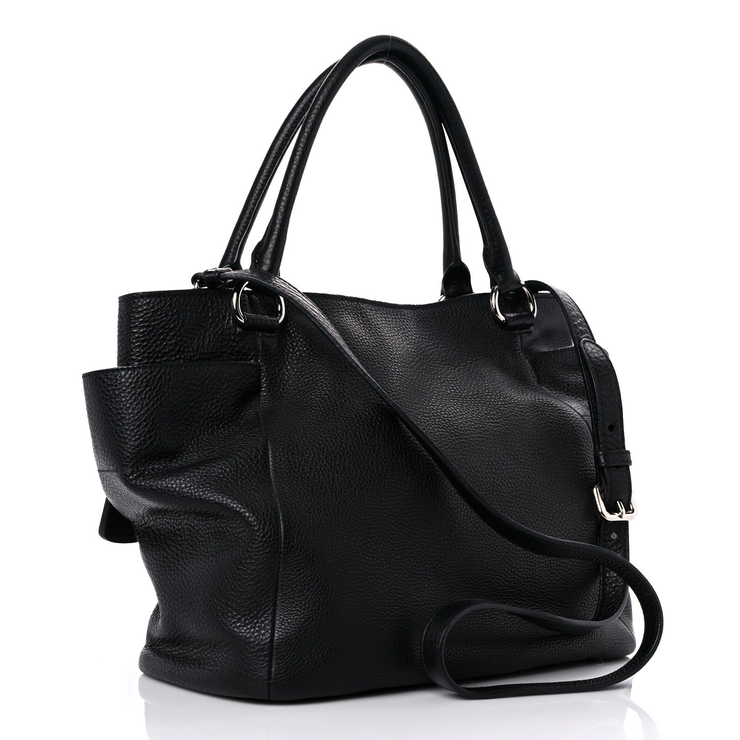 Prada Vitello Daino Side Pocket Tote Black 2 of 11