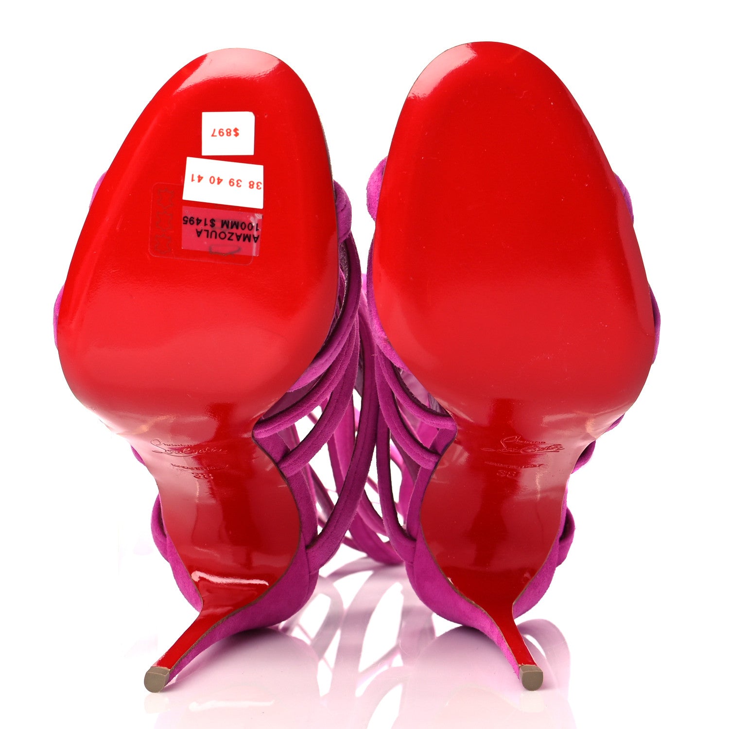 Christian Louboutin Veau Velours Amazoula 100 Lace Up Sandals 38 Rose Indien 6 of 8