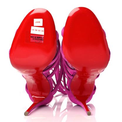 Christian Louboutin Veau Velours Amazoula 100 Lace Up Sandals 38 Rose Indien 6 of 8