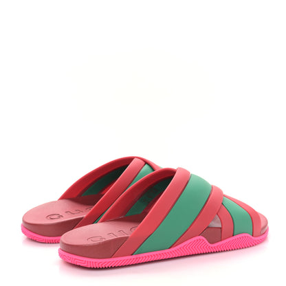 Gucci Rubber Web Womens Criss Cross Slide Sandals 40 Coral New Shamarock 4 of 8