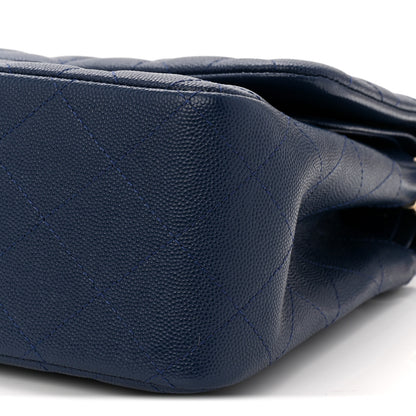 Chanel Caviar Quilted Jumbo Double Flap Navy Blue 10 of 11